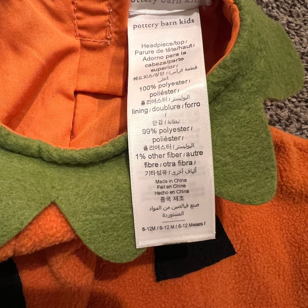 Pottery Barn Kids Pumpkin Costume 6-12 months - Picture 6 of 6